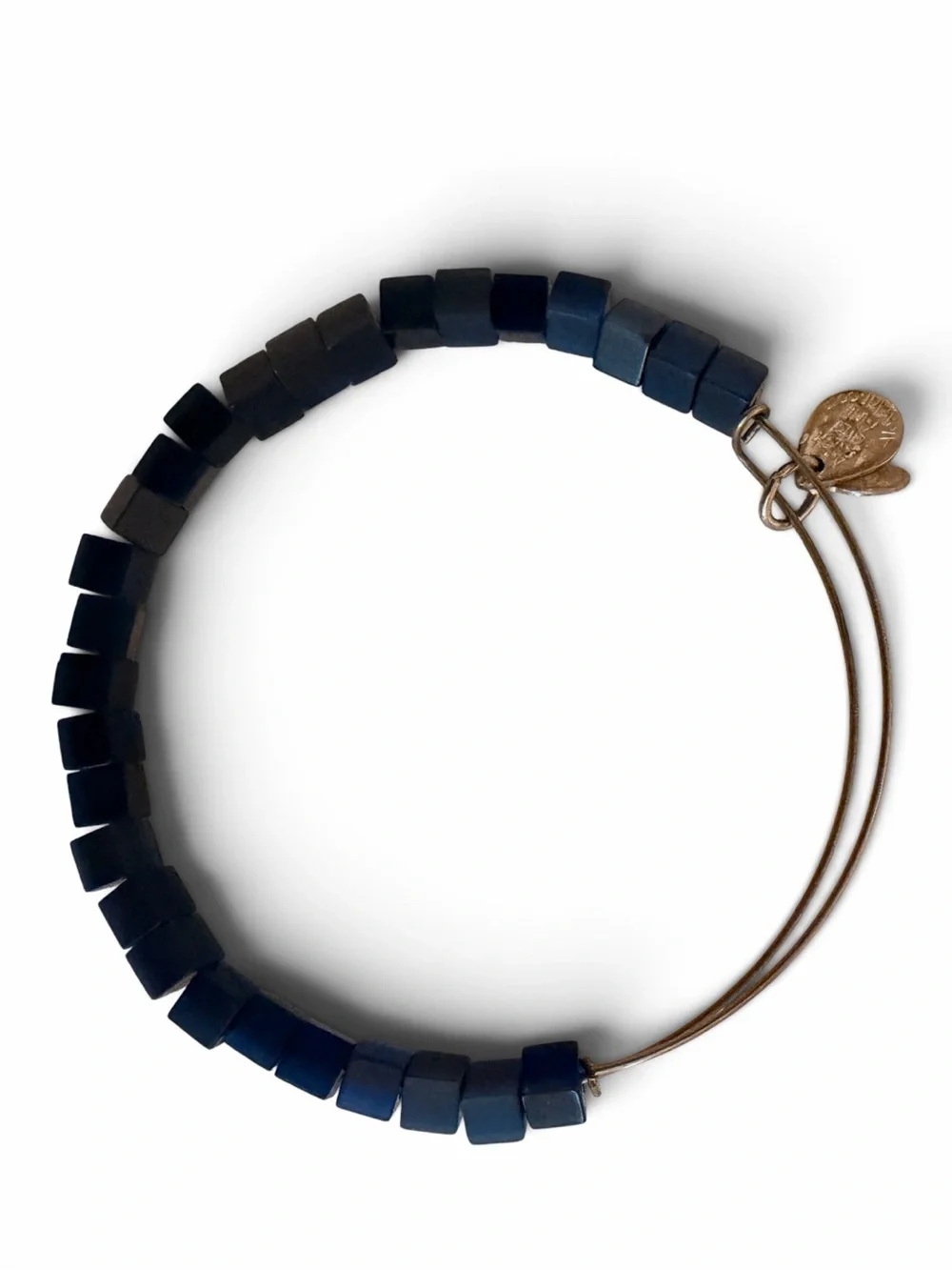 Alex and Ani Adjustable Navy Cube Bead Bangle Bracelet